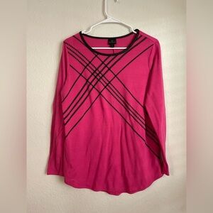 Worthington Pink Long Sleeve Scoop Neck Blouse size L